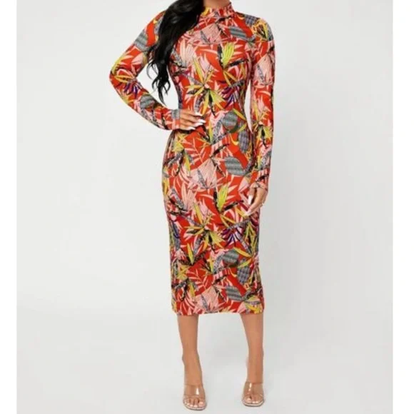 Multicolored Bodycon Dress - Picture 8 of 14